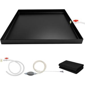 32 x 30 x 2 Inch Washing Machine Drain Pan with Drain Hole and Non-Slip Mat | Washing Machine Tray with dual drainage captures leaks and overflow, a Washer Drain Pan designed to protect floors