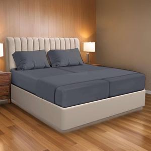 Ready To Rest 100% Egyptian Cotton Split California King Sheets Sets for Adjustable Bed 5 Piece, Fits Mattress Upto 16" Deep, Ultra Soft, Cooling Bed Sheets, Stone Grey Solid