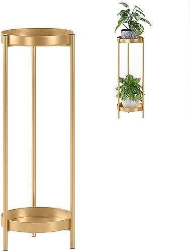 Plant Stand Plant pots Indoor Stands – Metal Flower Pots Stand Plant Shelf for Multiple Plants,2 Tier Removable Display Plant Table Gardeing Gifts for Living Room Outdoor Garden Balcony Décor Gold