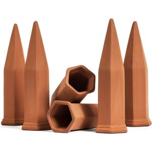 Develoo 6PCS Plant Watering Stakes-Terracotta Self Watering Spikes Home Vacation Plant Waterer Self Irrigation Watering System for Indoor Outdoor Garden House Plants