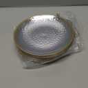 PLASTICPRO 30 Pack Hammered Plastic Plates Heavyweight Disposable Plastic Plates Elegant Clear Hammered Rim Platsic Party Dishes (Hamered Clear With Gold Rim, 7'' INCH PLATES)