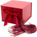 Hallmark Medium Gift Box with Lid and Shredded Paper Fill (Red 7 inch Box) for Birthdays, Graduations, Anniversaries, Christmas, Valentine's Day, All Occasion (1 Count (Pack of 1))