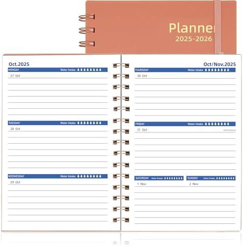 Day Planner 2025-2026, Weekly & Monthly Planner from Jul 2025-Dec 2026, 18 Month Calendar Planner, Agenda 2025 with Tabs, A5 Size, Pink, Pack of 2