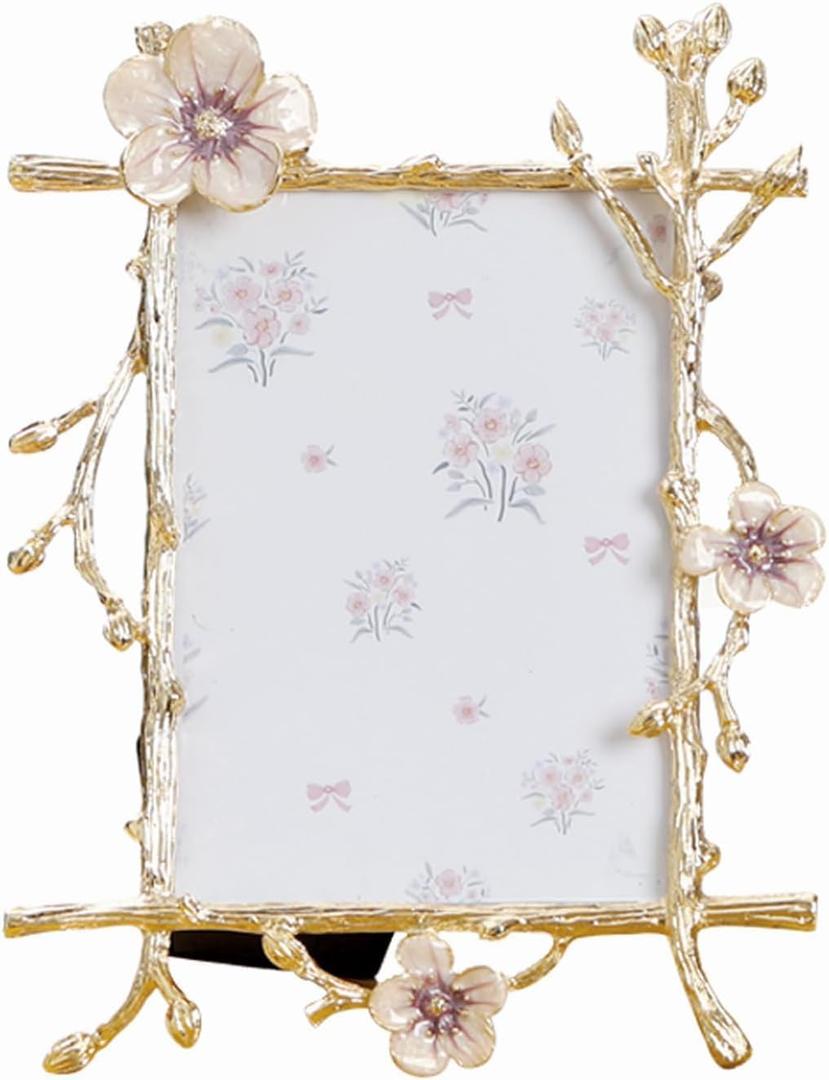 Gold Frame, golden branches Textured Picture Frame, Vertical Display, Tabletop & Wall Display, Perfect for Home Decor, Commemorate Wedding and Graduation,Art,1-Pack (Gold-Pink, 4 * 6inch)