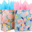Elegant Large Gift Bag with Flower Foil Gold Marking, Big Gift Wrap Bag for Women, Mother's Birthdays