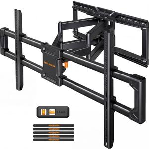 Perlegear Large Full Motion TV Wall Mount for 55120 inch TVs up to 220 lbs | 20% thicker heavy-duty steel, pre-assembled tv mount, tool-free tilt, swivel, extend, fits 16"/24" studs, max VESA 900x600mm