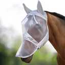 Harrison Howard CareMaster Horse Fly Mask Large Eye Space Long Nose with Ears Full Face Moonlight Silver Large Full Size