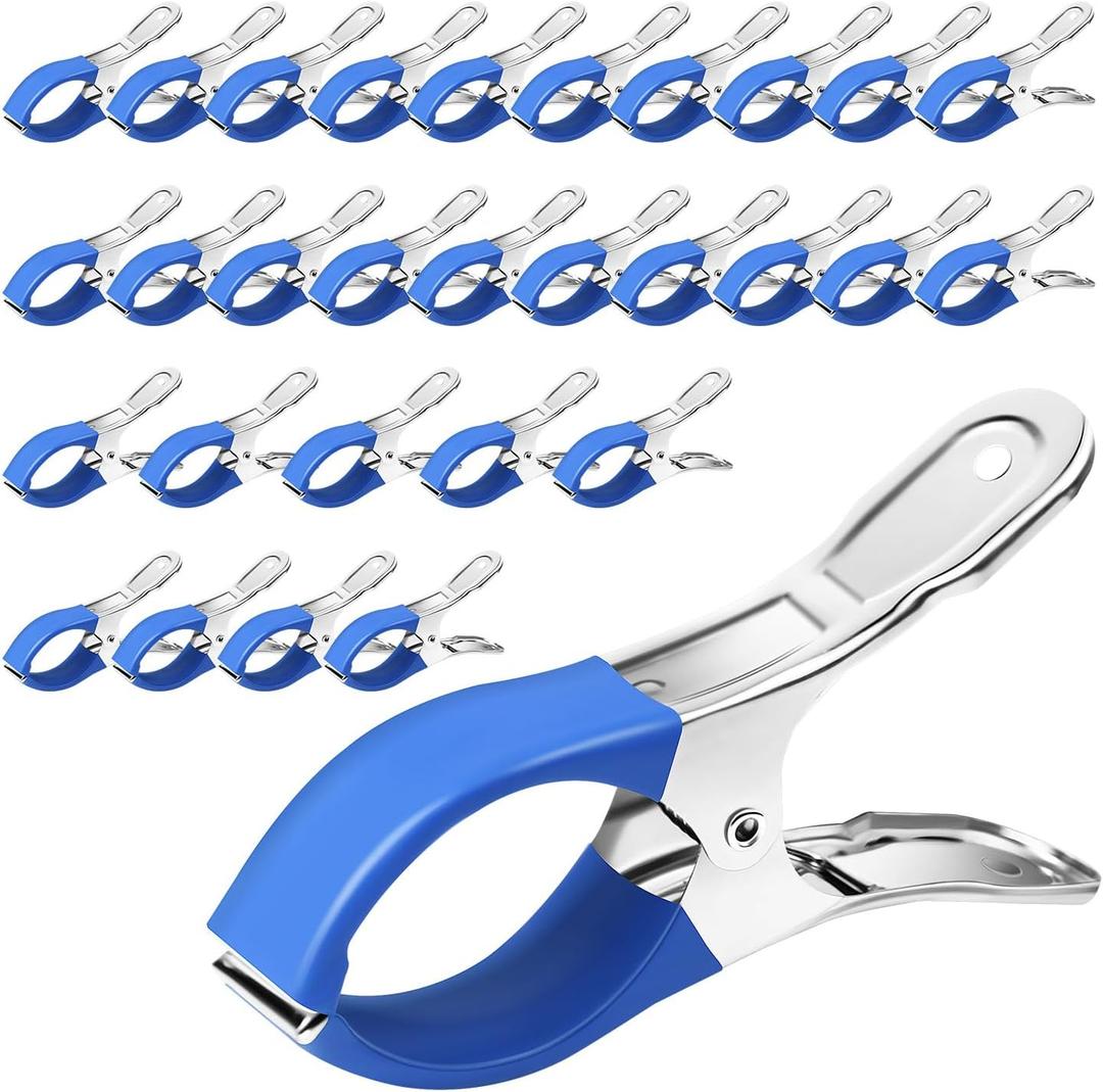 Pool Cover Clips for Above Ground Pools, 30 Pcs 4.7 Inch Stainless Steel Pool Cover Clamps, Windproof Clips for Above Ground Pool Cover (Blue)