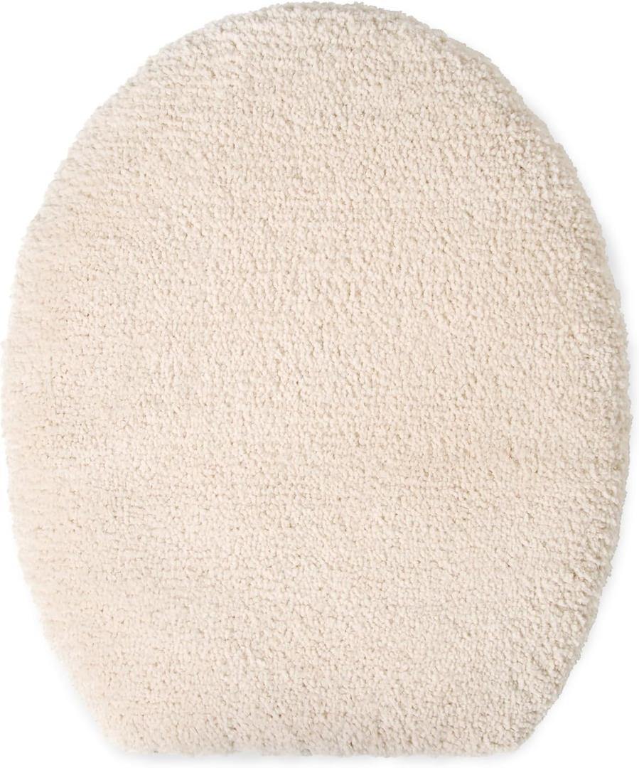 TOWN & COUNTRY EVERYDAY Ultra Plush Solid Tufted Toilet Lid Cover, Soft and Absorbent, Non-Slip Cover, Machine Washable, Beige, 18.5"x19.6"