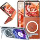 for Motorola Razr 2025 Case, Moto razr 2025 Case Compatible with Magsafe, Built-in 3-Ways Metal Kickstand & Strong Magnetic Ring, PC Back + TPU Bumper Protection Phone Cover (Clear)