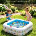 QPAU Baby Pool with Detachable Canopy for Sun Protection, 35" x 10" Portable Inflatable Kids Pool with Padded Bottom, Kiddie Pool & Ball Pit with Handles for Backyard and Indoor, Ages 1-3 (Blue)
