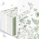 100PCS Green Floral Napkins Disposable Hand Towels for Bathroom 3 Ply Greenery Paper Napkins Vintage Bird Flower Guest Napkins Chinoiserie Napkins for Wedding Bridal Shower Cocktail Party