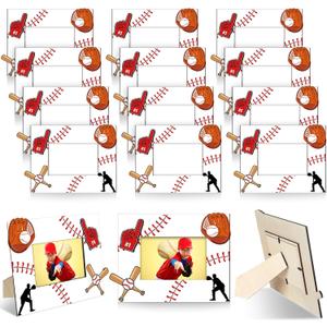12 Pcs Picture Frame Sports Athletics Fits 4 x 6 Inches Photograph Wood Photo Frame for Athlete Coach Team Birthday Sports Theme Party Gifts(Baseball)