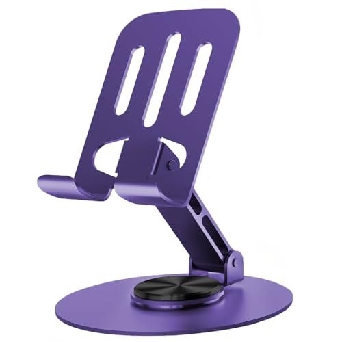 Lusosh Universal Metal Cell Phone Stand, Multi-Angel Adjustable 360° Rotation Non-Slip Metal Phone Stand Compatible with iPhone 17 16 Pro Max and All Smartphones (Purple)