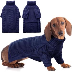 ASENKU Dog Sweater, Dog Sweaters for Medium Dogs, Warm Pullover Doggie KnitTurtleneck Warm Clothes for French Bulldog, Boston TerrierRoyal Blue, L