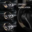 Leather Car Steering Wheel Cover, Non-Slip Car Wheel Cover Protector Breathable Microfiber Leather Universal Fit for Most Cars(Beige)