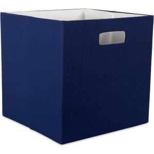 DII Poly-Cube Storage Collection Hard Sided, Collapsible Solid, Large, Nautical Blue (Large Square, 13x13x13")