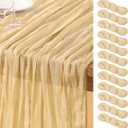 DeZerlor Champagne Gold Cheesecloth Table Runner 12 Pack Spring Easter Table Runners Boho Gauze 120 Inches Champagne Cheese Cloth Table Decor for Wedding Bridal Baby Shower Parties