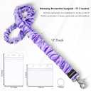 Lanyardio Stretchy Scrunchie Lanyard for ID Badges Keys, Cute Teacher Lanyard for Women with 2 Card Holders 19.6 Inch (Purple)