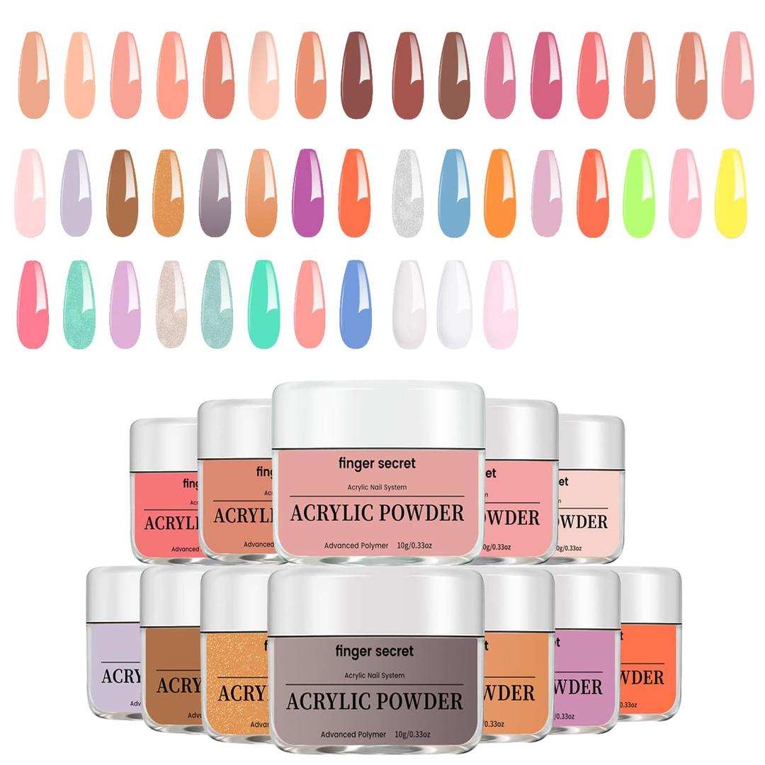 Acrylic Nail Powder Set, 6 Colors, Advanced Polymer, 0.33 oz Each (43 color combination A, 10g/0.35oz)