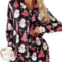 Ecosunny Valentines Day Pajama Set Women's Long Sleeve Sleepwear Soft Loungewear Two Piece Button Down Pjs Lounge Set (Black, L)
