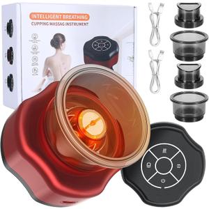 2 Pack Smart Cupping Set Massager,4 in 1 Electric Cupping Set,Red Light Relieves Muscle Soreness,Circulation & Tighter Skin,Portable Electric Cupping Kit