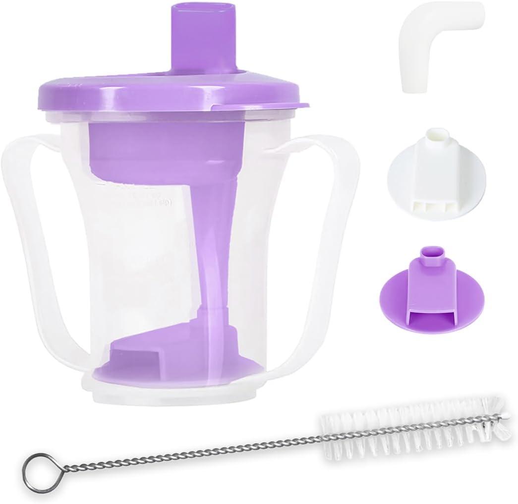 Dysphagia Regulating Drinking Cup Spill-Proof Adaptive Cup for Adults with Swallowing Difficulties, Elderly, Parkinsons & Dementia Patients (Purple-Pack of 1 Count) (EXP 03/06/27)