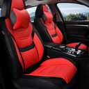Car Seat Covers Full Set, Breathable Leather Automotive Front and Rear Seat Covers & Headrest for Reduce The Driving Fatigue, Compatible with Most Vehicles, Cars (Black&Red, Front Pair)
