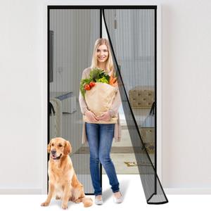 Magnetic Screen Door - Fit for Door Size: 30x80 Inch, Screen Itself Size: 32"x82", Hands Free Mesh Partition,Heavy Duty Screen Door Mesh Curtain Keeps Bugs Out, Frame Hook & Loop, Pet and Kid Friendly