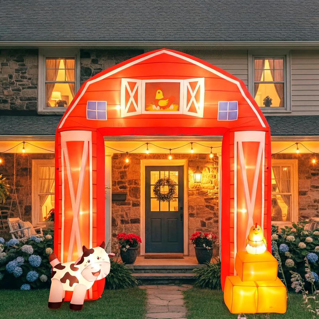 Capoda Farm Animals 10ft Inflatables Arch Outdoor Giant Blow up Archway with Built-in 7 LED Lights Party Decorations for Halloween Birthday Baby Shower Outdoor Garden Yard Lawn Supplies