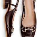 Slingback Mary Jane Heels for Women Low Block Heel Closed Square Toe Pump Shoes Heels Classic Daily Office Dressy Shoes, US 10