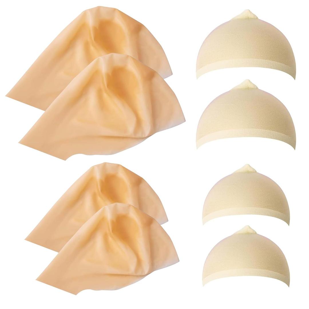 Iceyyyy 8 Piece Bald Caps for Adults-Latex Bald Cap with Head Wig Cap Costume Accessories for Halloween Makeup Party Costume