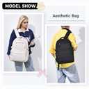 Preppy Aesthetic Large Laptop Backpack Y2K Vintage College Daypack for Travel Work Lightweight Waterproof Commute Bag (Pink)