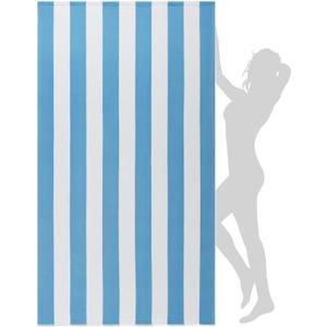 WILFA Extra Large Beach Towel - Oversized Mircofiber Towel 40'' x 70'', XL Striped Lightweight Pool Towel, Big Cabana Swim Travel Towel for Adults Mens Women,Sky Blue