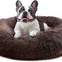 JOLLYVOGUE Calming Small Dog & Cat Bed for Indoor Cats  20 inches Washable Donut Bed for Kittens & Puppies, AntiAnxiety Round Fluffy Plush Pet Beds (Fits up to 15 lbs)