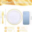 WELLIFE 60 PCS Gold Plastic Dessert Plates and 60 PCS Forks, 6.3 inch Disposable Salad Plates, Premium White Appetizer Plates with Gold Rims, Perfect for Party and Wedding