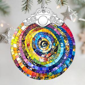 3 x Christmas Ornaments: Stained Glass Ornament, Christmas Tree Ornament, Hanging Ornaments for Home Decor & Xmas Tree Decorations Exquisite Holiday Decor, Gifts & Holiday Presents - Rainbow Spiral