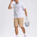 Men's Golf Shirt Short Sleeve Dry Fit Polo Moisture Wicking Print Collared Golf Shirts for Men Casual Lightweight (White, L)