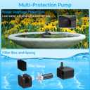 Antfraer Solar Fountain Pump 7W, Solar Water fountain for Bird Bath with Dry-Run Protection, Double-Layer Nozzles & 5Ft PVC Tubing for Bird Bath Small Pond Waterfall DIY Features
