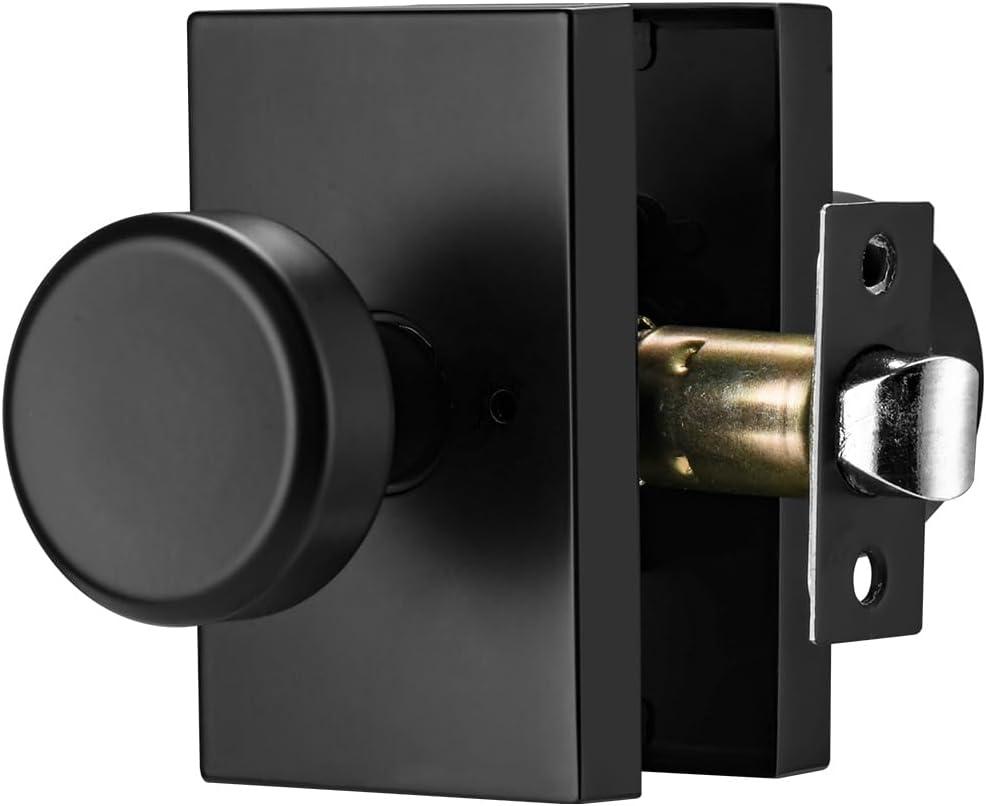 Black Door Knobs, Interior Door Handles for Bath & Bed,Heavy Duty Door Knob with Lock (Privacy for Bath & Bed, Matte Black)