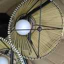 46" Solar Outdoor Floor Lamps for Patio Decor, Rattan Wicker Lights, Hand Woven Lamp Stable Metal Lanterns Outdoor Waterproof, Ideal for Gardens, Yards, Pathways, Driveways and Porches