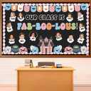 Halloween Ghost Bulletin Board Set Classroom Decorations Boho BOO Ghost DIY Photos Paper Cutouts Halloween Spider Bat Cutting for School Holiday Back to School Teacher Nursery Classroom Wall Decor