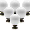 12pcs White Egg Ceramic Cabinet Knobs, Vintage Drawer Pulls, Antique Handles for Dresser With Mounting Screws