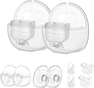 2 Set Full Milk Collector Cup Flange 24mm Compatible with S18/S21/S23 Breast Pump Replacement Accessories,Extra Duckbill Valve&Diaphragm