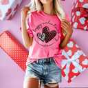 Love Heart Graphic Tees Cute Shirt Women Loose Fit Short Sleeve Top (Pink)