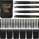 24 Pcs 6 Sets Thank You Gift Tweezers Set Eyebrow Tweezers Christmas Thank You Professional Stainless Steel for Facial Hair for Christmas Stocking Stuffers Gifts for Adults Men Women
