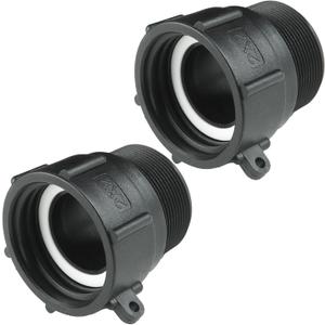 IBC Tote Fittings Adapter 2" Female Buttress Coarse Thread x 2" Male NPT Pipe Thread 275 Gallon Water Tank Connector with Gasket Heavy Duty Food Grade. (Pack of 2)