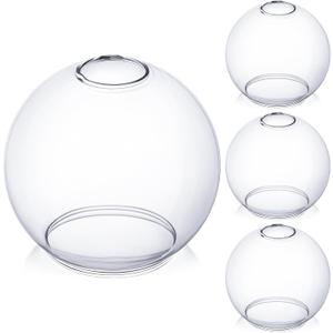 Glooglitter 4 Pack Fixture Replacement Globe Shade 6 Inch Diameter E26 Base 1-5/8 Inch Fitter Round Glass Globe Lampshade Cover for Pendant Wall Sconce Chandelier Vanity Light(Clear)