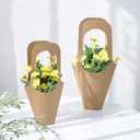 Tergy 50Packs Kraft Paper Flowers Gift Bags Brown Hanging Bouquet Wrapping Bags for Home Decoration (14Inches)