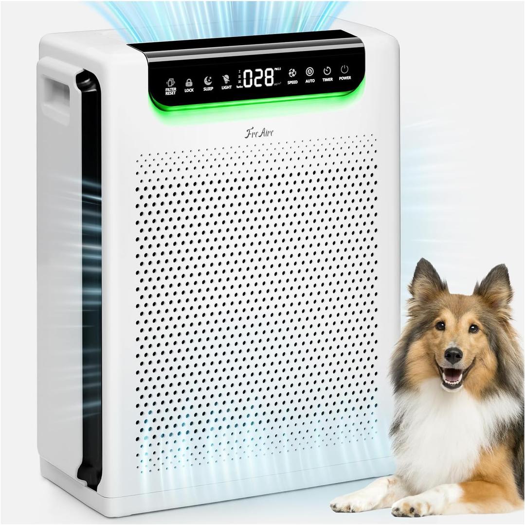 Air Purifiers for Home Large Room, Cover Up to 2600 Ft with Washable Filters, Powerful Turbo Mode, PM2.5 Air Quality Display, 22dB Sleep Mode, Air Cleaner for Pets Hair, Smoke, Odors, HAP607, White